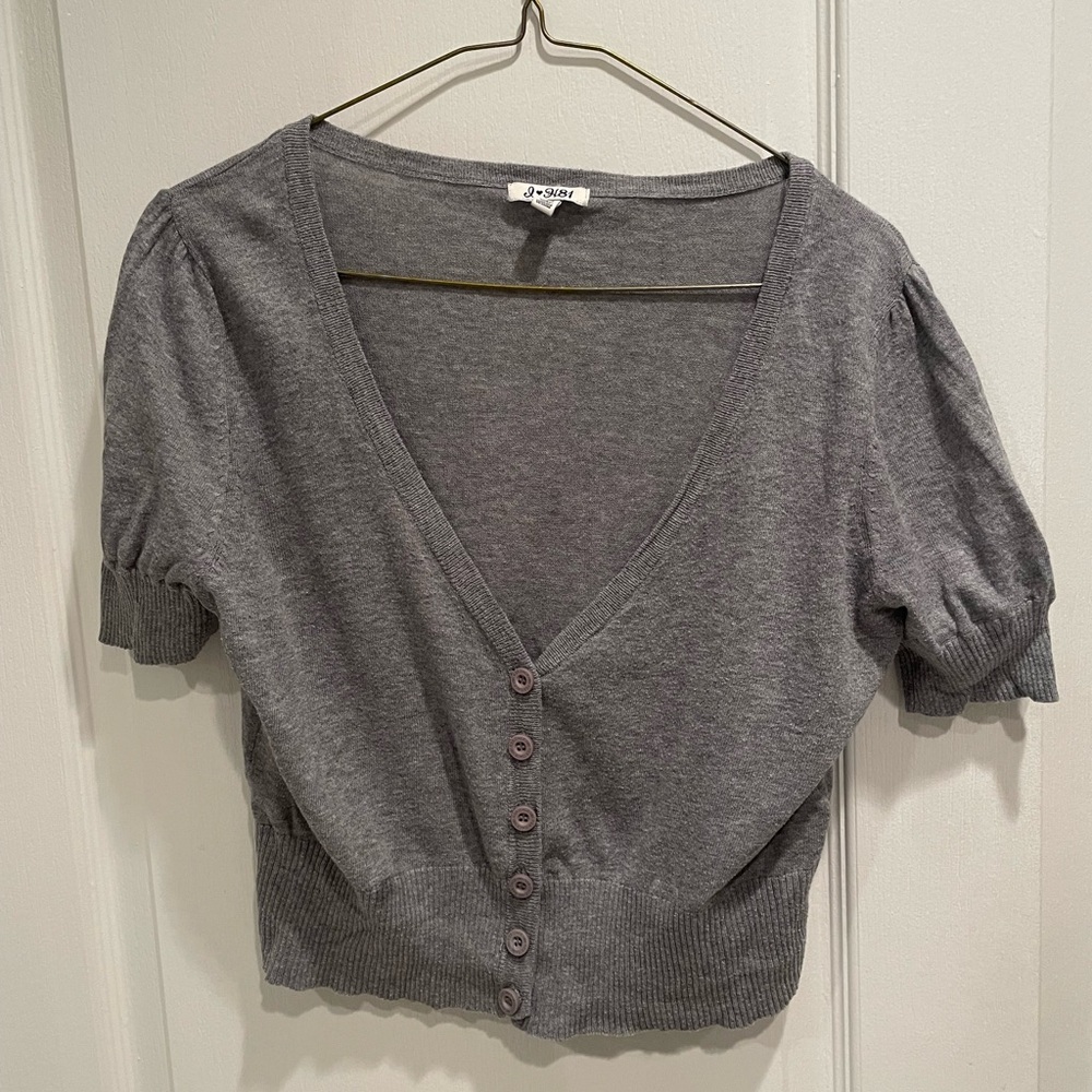 Gray Button-Up Women's Top
